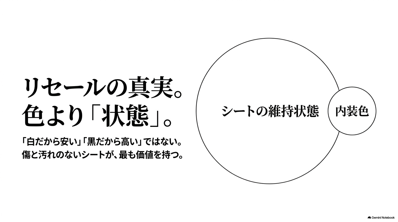 レクサスRXのリセールでは内装色より傷や汚れのないシート状態が重要であることを示す図