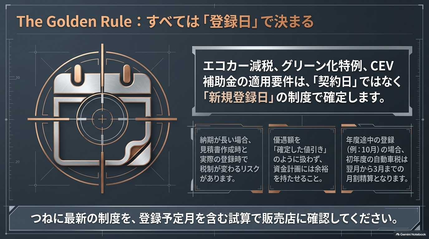 レクサスRXのエコカー減税・グリーン化特例・CEV補助金は契約日ではなく新規登録日の制度で決まることを解説