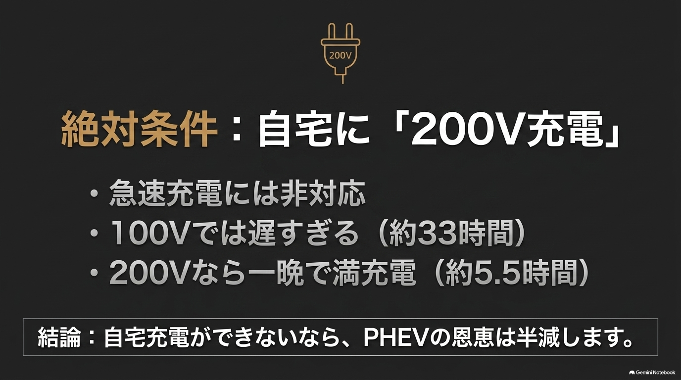 RX450h+の200V充電は約5.5時間、100V充電は約33時間で急速充電非対応であることを示した図