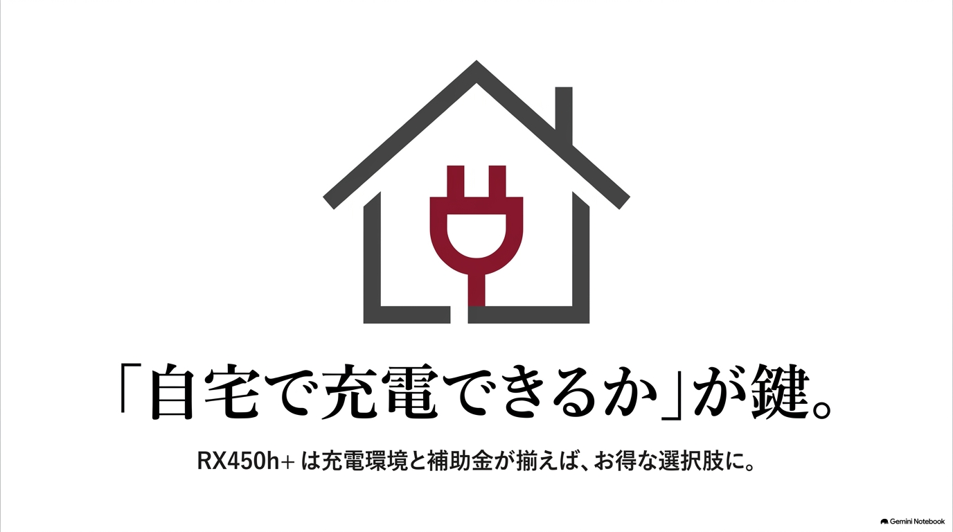 レクサスRX450h+は自宅充電環境と補助金が選択のポイント