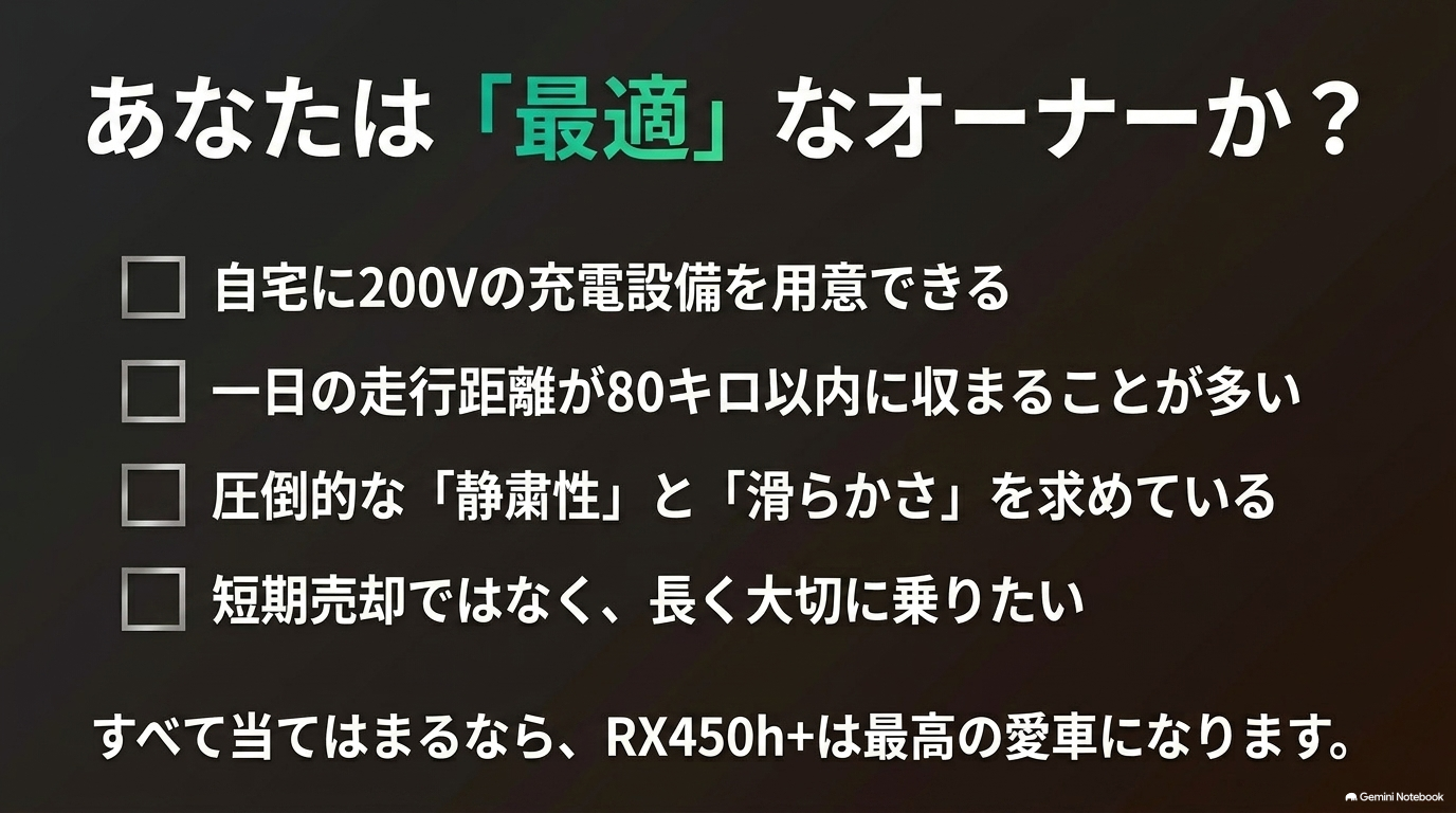 RX450h+が向いている人チェックリスト