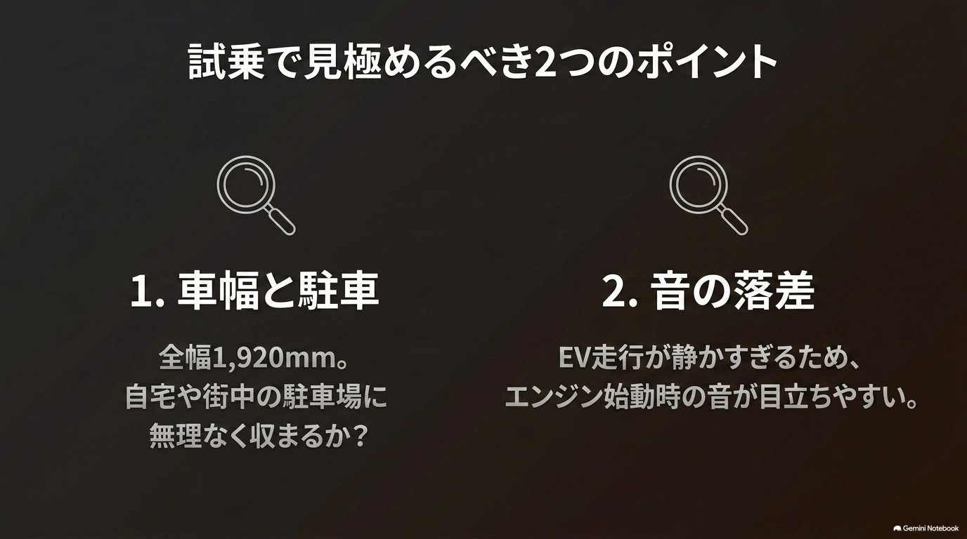 RX450h+の試乗で確認したい全幅1920mmの取り回しとエンジン始動時の音の2ポイント