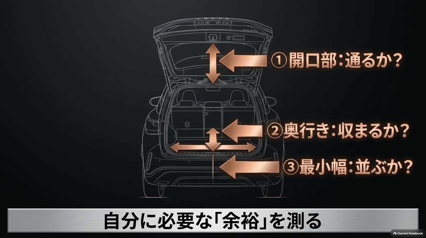 レクサスRX 荷室で測るべき3つの寸法