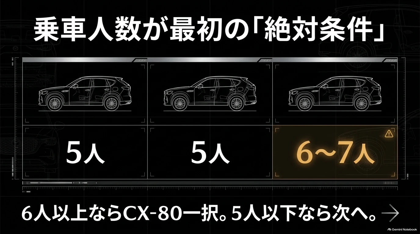 RX・CX-60・CX-80の乗車定員比較